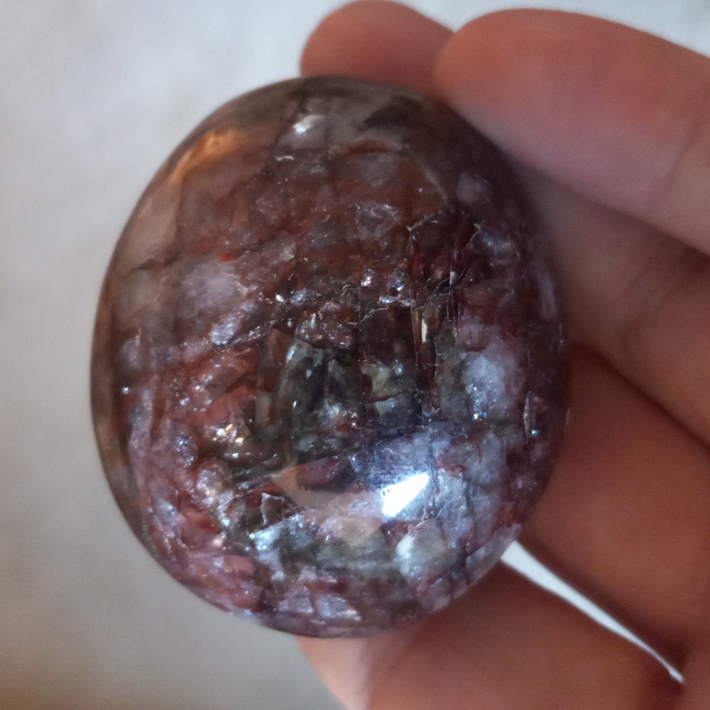 Fire Quartz Crystal Palmstone.